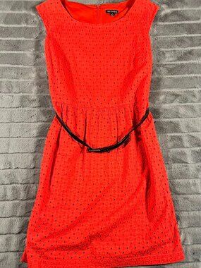 George Red Eyelet Sleeveless Fit and Flare Dress Women’s Size 10 Knee Length